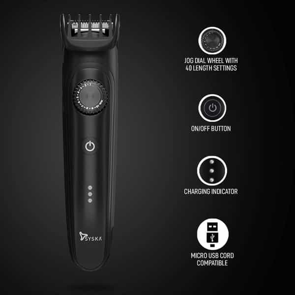Syska Ht900 Runtime: 120 Min Trimmer For Men (Black)
