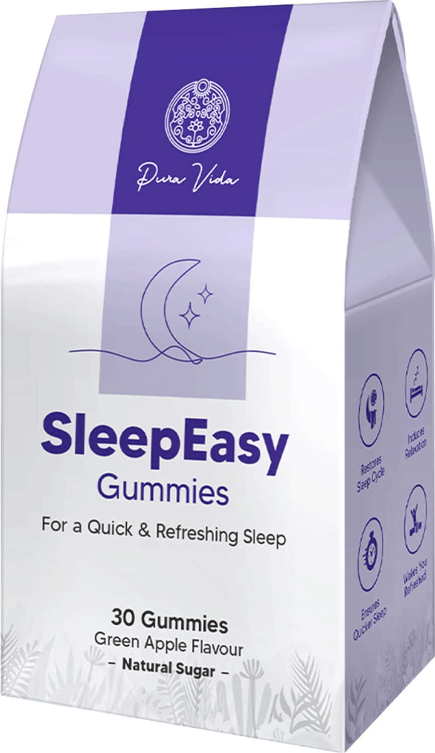 Pura Vida Sleepeasy | Sleep Supplement For Quick & Refreshing Sleep| Green Apple Flavour| 30 Gummies