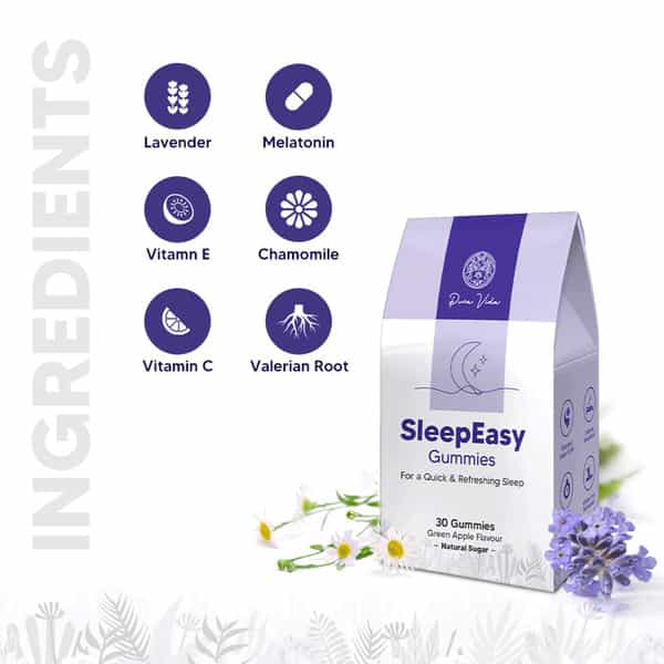 Pura Vida Sleepeasy | Sleep Supplement For Quick & Refreshing Sleep| Green Apple Flavour| 30 Gummies