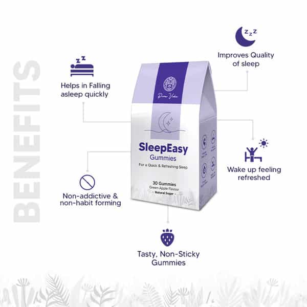 Pura Vida Sleepeasy | Sleep Supplement For Quick & Refreshing Sleep| Green Apple Flavour| 30 Gummies