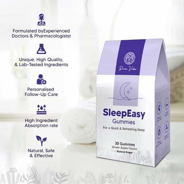 Pura Vida Sleepeasy | Sleep Supplement For Quick & Refreshing Sleep| Green Apple Flavour| 30 Gummies