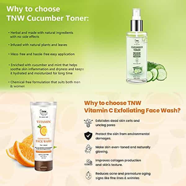 Tnw The Natural Wash Vitamin C Exfoliating Face Wash (100Ml) And Cucumber Toner (100Ml)
