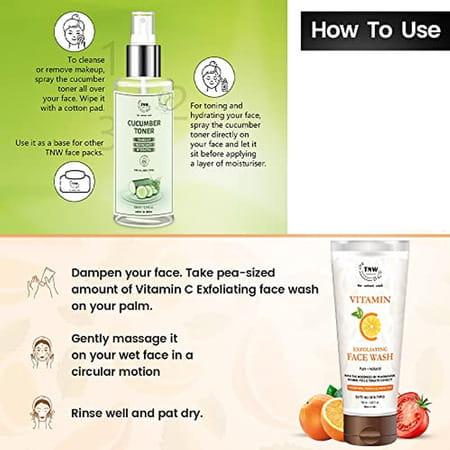Tnw The Natural Wash Vitamin C Exfoliating Face Wash (100ml) And Cucumber Toner (100ml)