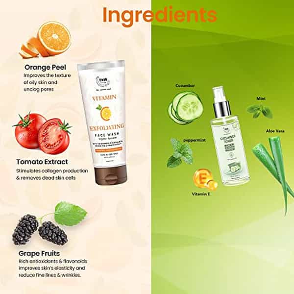 Tnw The Natural Wash Vitamin C Exfoliating Face Wash (100Ml) And Cucumber Toner (100Ml)