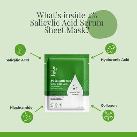 Bake 2% Salicylic Acid Serum Sheet Mask For Acne | Oil Control & Clear Skin