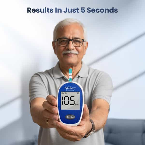Ageasy (Max Group) Blood Glucose Monitoring System | 50 Test Strips | 1 Lancing Device Glucometer