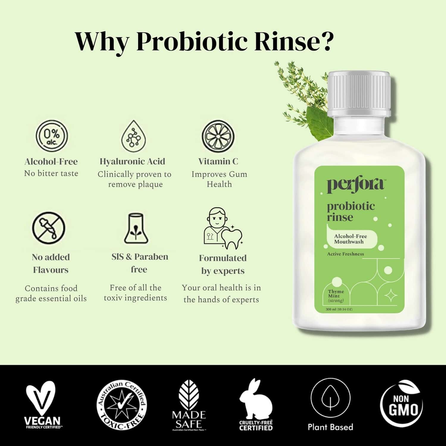 Buy PERFORA MOUTHWASH PROBIOTIC RINSE THYME MINT Online & Get Upto 60