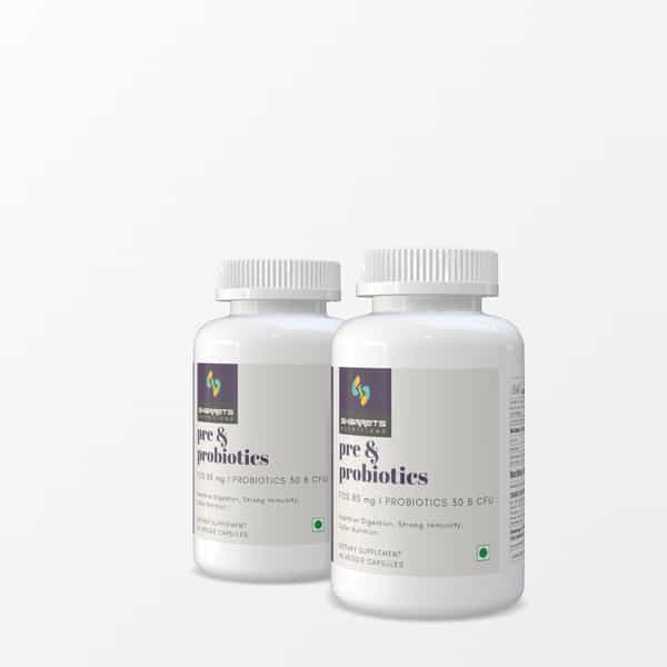Sharrets Pre And Probiotics Gut Health Capsules - Pack Of 2 | 60 Units Each
