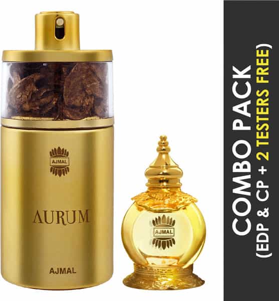 Ajmal Aurum Edp 75Ml Perfume For Women And Mukhallat Al Wafa Cp Attar 12Ml For Unisex