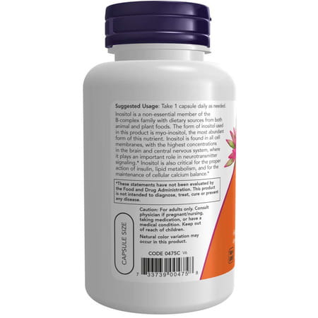 Now Foods 500 Mg Inositol | 100 Capsules - Pack Of 2