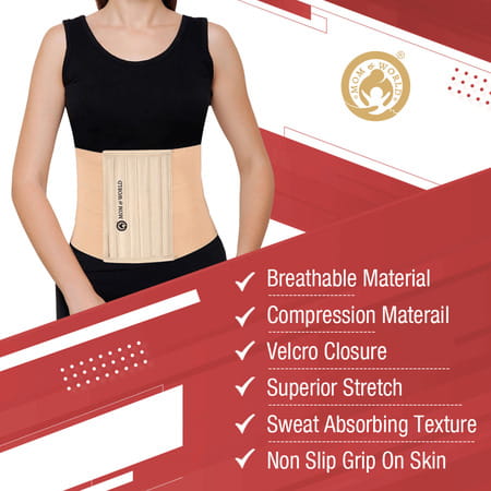 Mom & World Tummy Trimmer 8" Abdominal Belt Body Shaper Belt | Brown Belt Medium Size
