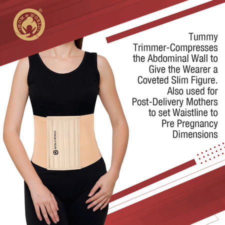 Mom & World Tummy Trimmer 8" Abdominal Belt Body Shaper Belt | Brown Belt Medium Size
