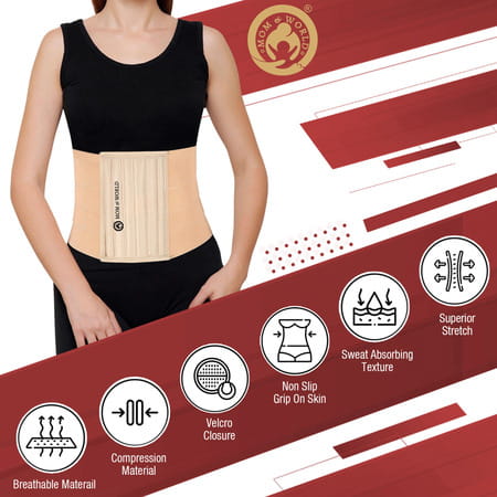 Mom & World Tummy Trimmer 8" Abdominal Belt Body Shaper Belt | Brown Belt Medium Size