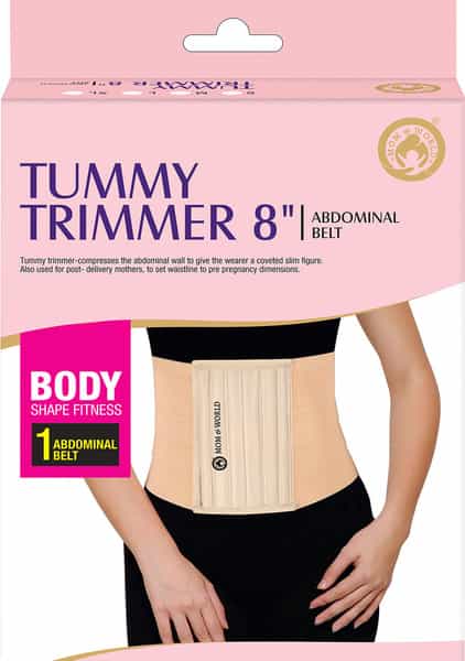 Mom & World Tummy Trimmer 8" Abdominal Belt Body Shaper Belt | Brown Belt Medium Size