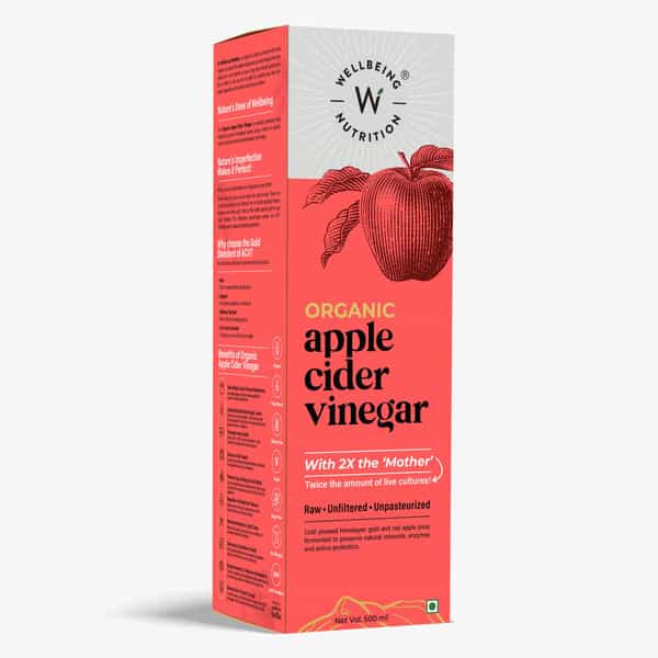 Wellbeing Nutrition Organic Applecider Vinegar 2X Mother For Weight Loss & Blood Sugar Control 500Ml