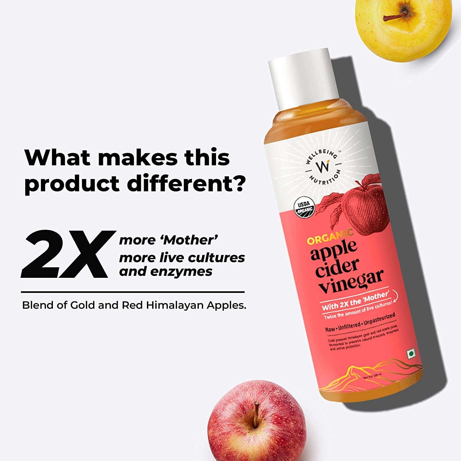 Buy Wellbeing Nutrition Usda Organic Apple Cider Vinegar With 2x