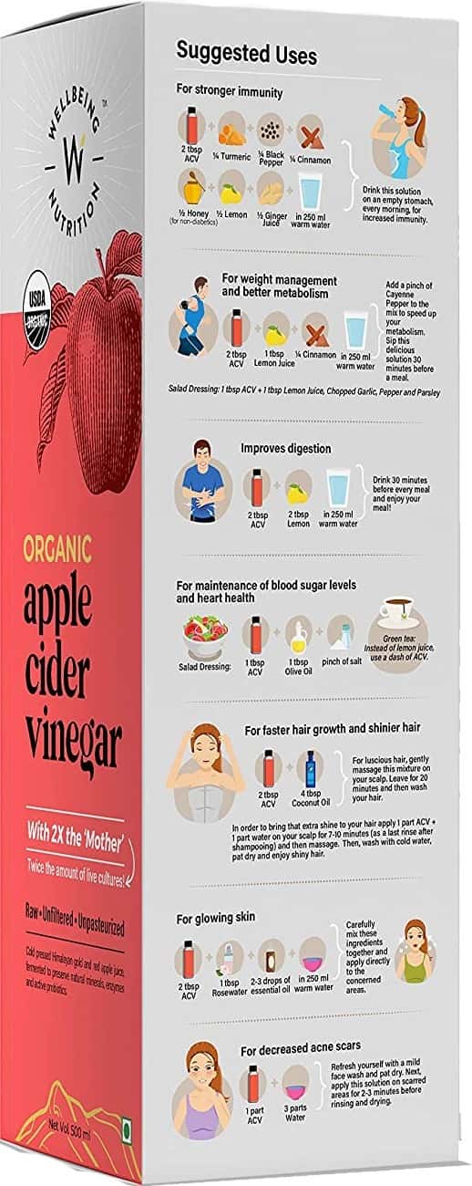Buy WELLBEING NUTRITION ORGANIC APPLECIDER VINEGAR 2X MOTHER FOR WEIGHT