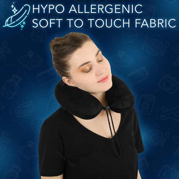 Trajectory Travel Neck Pillow Rest Cushion With 5 Years Warranty | Men And Women Black
