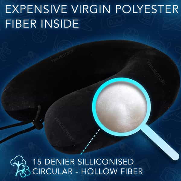 Trajectory Travel Neck Pillow Rest Cushion With 5 Years Warranty | Men And Women Black