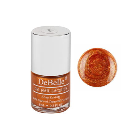 Debelle Gel Nail Lacquer Aurora Amber With Copper Glitter Nail Polish-8ml