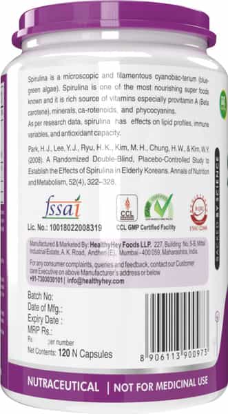 Healthyhey Nutrition Spirulina Capsules 120 Capsules