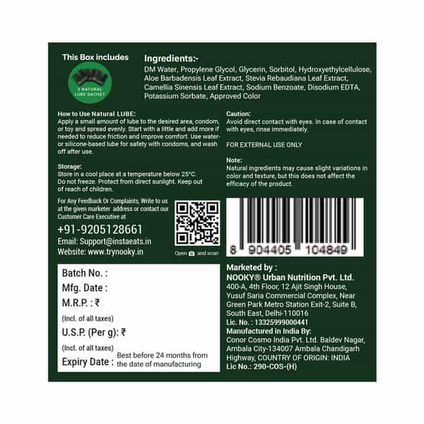 Nooky Ooh La Lube - 3-In-1 Natural Lube Sachet | Water Based |Safe For Oral Intimacy