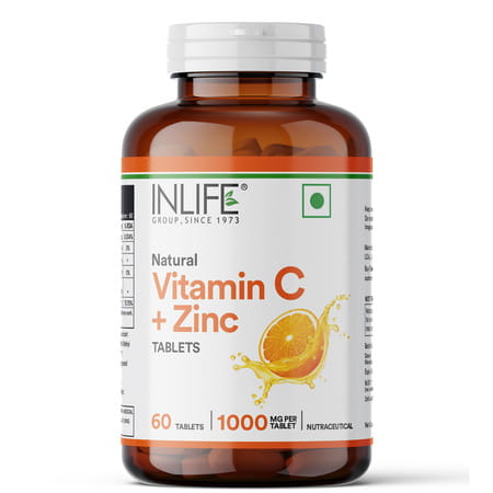 Inlife Natural Vitamin C Amla Extract With Zinc For Immunity & Skin Care - 60 Veg Tablets