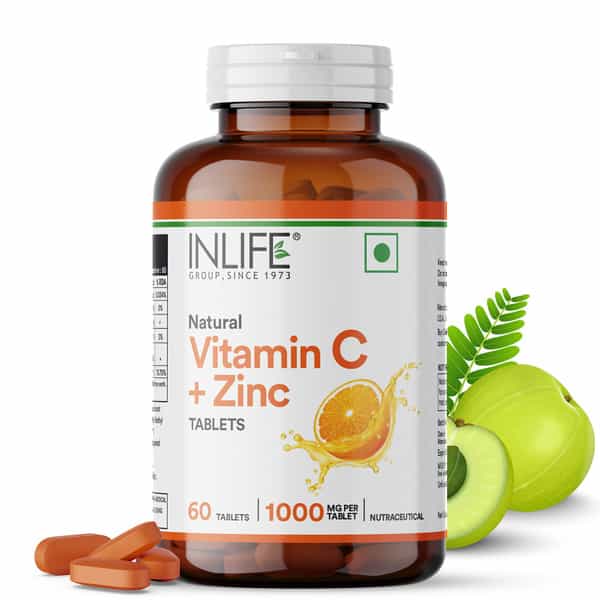 Inlife Natural Vitamin C Amla Extract With Zinc For Immunity & Skin Care - 60 Veg Tablets