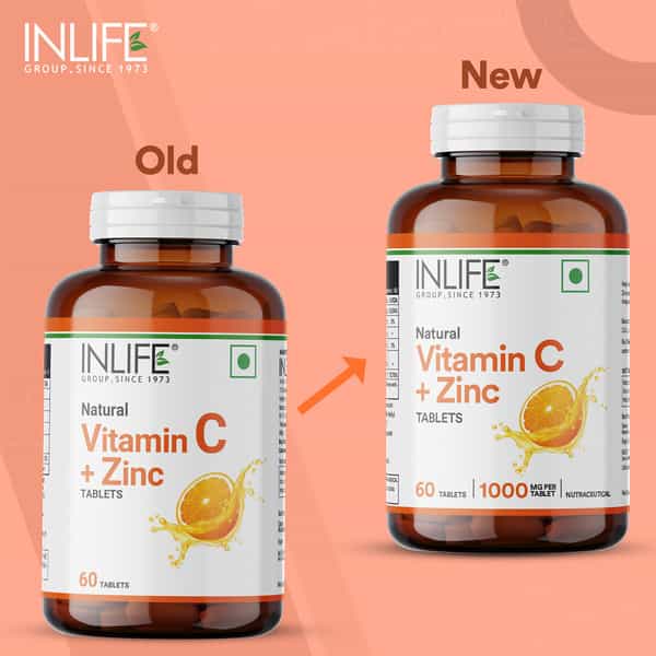Inlife Natural Vitamin C Amla Extract With Zinc For Immunity & Skin Care - 60 Veg Tablets
