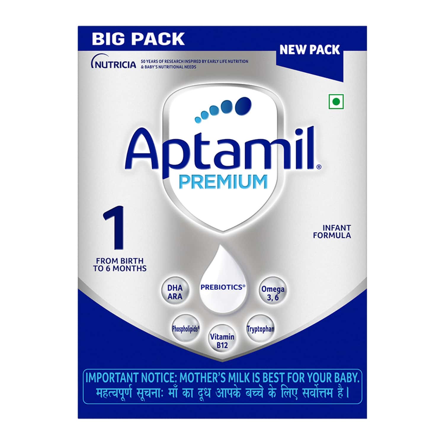 Aptamil Premium | Infant Formula For Babies | Stage 1 (Upto 6 Months) | Box 1.2 Kg