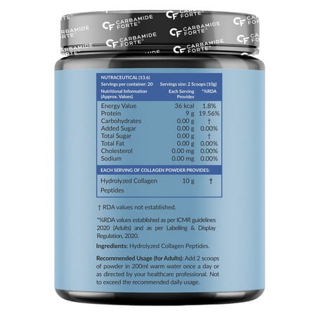 Carbamide Forte Hydrolyzed Collagen Powder Collagen Peptides | Unflavored 200g