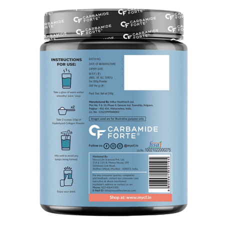 Carbamide Forte Hydrolyzed Collagen Powder Collagen Peptides | Unflavored 200g
