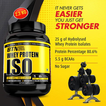 Btn Sports 100% Whey Protein Isolate | Pre And Post Workout | 5.5g Bcaa | Dutch Chocolate (2.3 Kg)
