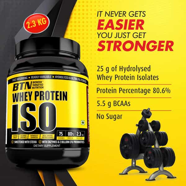 Btn Sports 100% Whey Protein Isolate | Pre And Post Workout | 5.5G Bcaa | Dutch Chocolate (2.3 Kg)