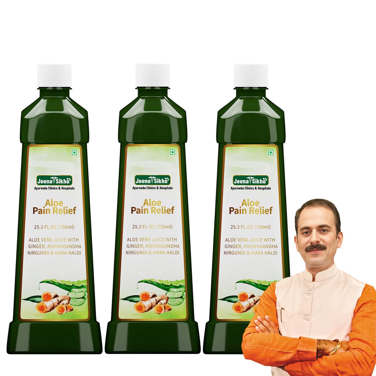 Jeena Sikho Aloe Pain Relief Juice | Naturally Relieves Pain - 750ml (pack Of 3)