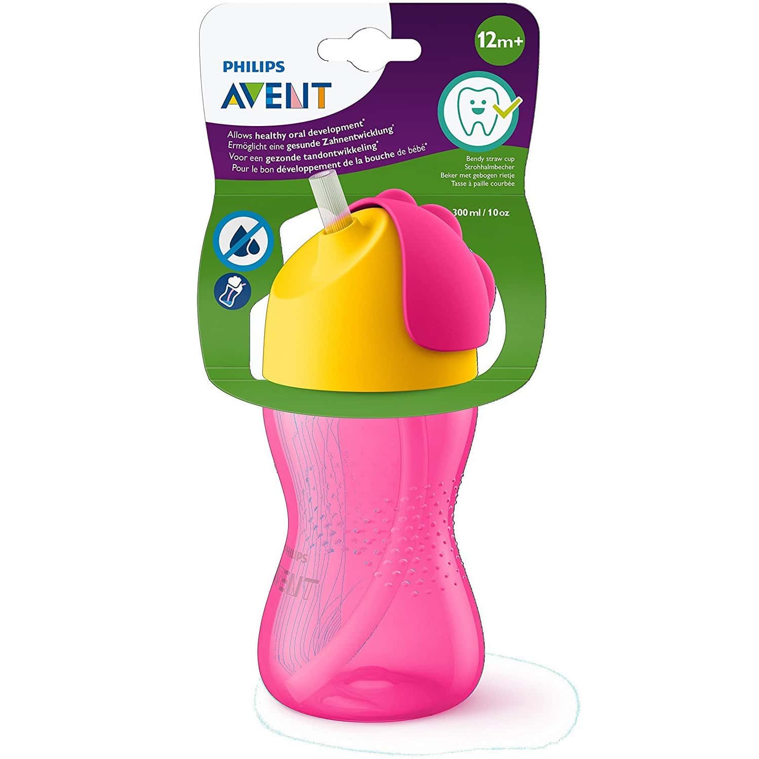 Avent Philips Baby Straw Sipper |10 Fl Oz | Anti Spill Bpa Free & Non Toxic | 9m+| 300ml Pink - 1n