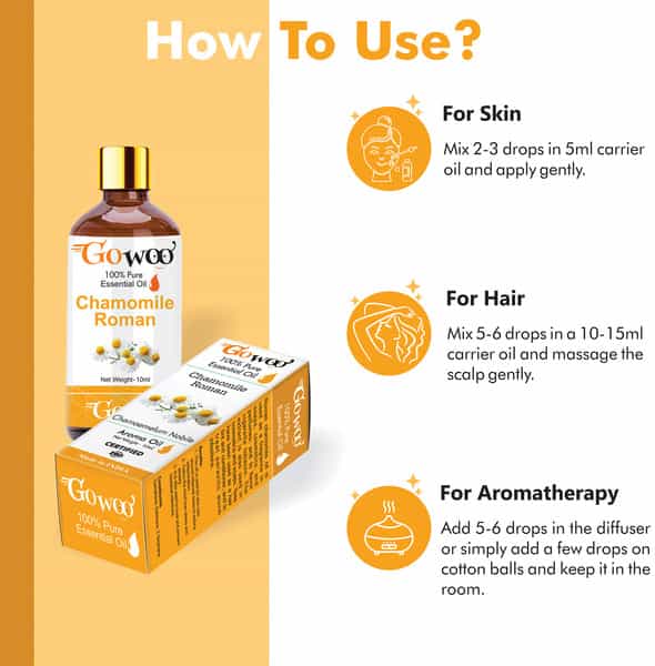 Go Woo 100% Pure Roman Chamomile Oil Virgin & Undiluted 10 Ml