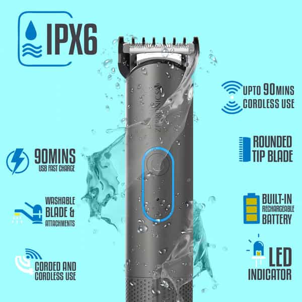 Zebronics Zeb-Ht103 Corded/Cordless Trimmer With Upto 90 Min Power Backup(Blue+Grey)