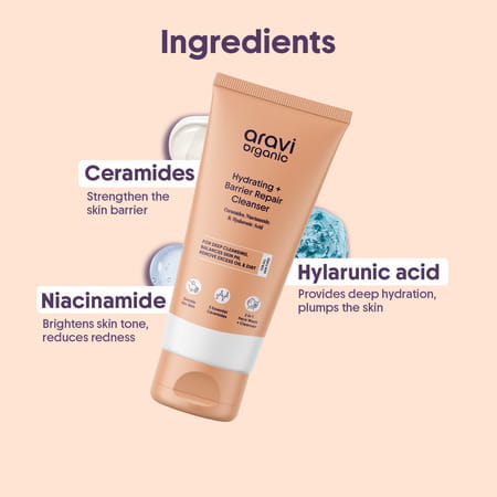 Aravi Organic Hydrating Barrier Repair Face Wash | Deep Cleansing Formula - 100ml