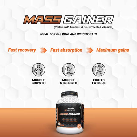 Nutrela Sports Mass Gainer-2kg (Flavor Vanilla Ice Cream)