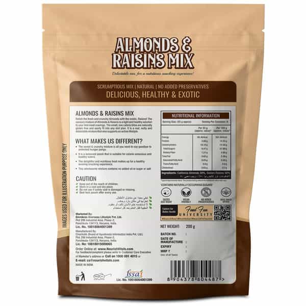 Nourishvitals Almonds And Raisins Mix 200 G