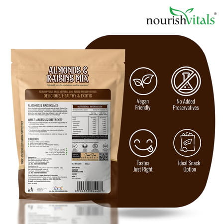 Nourishvitals Almonds And Raisins Mix 200 G