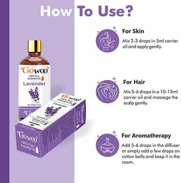 Go Woo 100% Pure Lavender Oil Steam Distilled Virgin 30 Ml