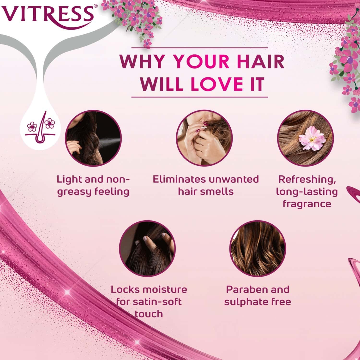 Buy VITRESS HAIR FRESHENER FLORAL BLOOM HAIR SPRAY 100ML Online & Get