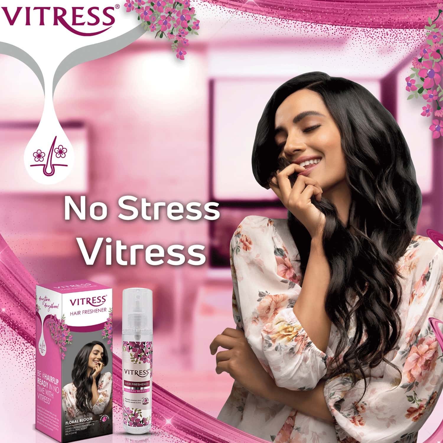 Buy VITRESS HAIR FRESHENER FLORAL BLOOM HAIR SPRAY 100ML Online & Get