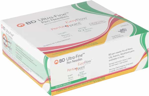 Bd Ultra Fine Easy Flow Penta Point 4Mm 32G Box Of 50 Pen Needles