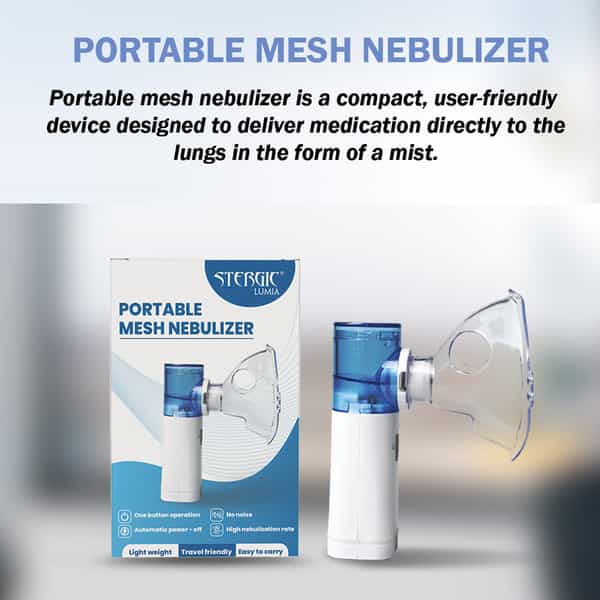 Stergic Lumia Portable Mesh Nebulizer Handheld | One Touch Operation | Lightweight | Travel Friendly