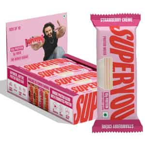 Superyou Strawberry Protein Wafer Bars (pack Of 10)|10 Gram Protein | 3 Gram Fiber| No Added Sugar