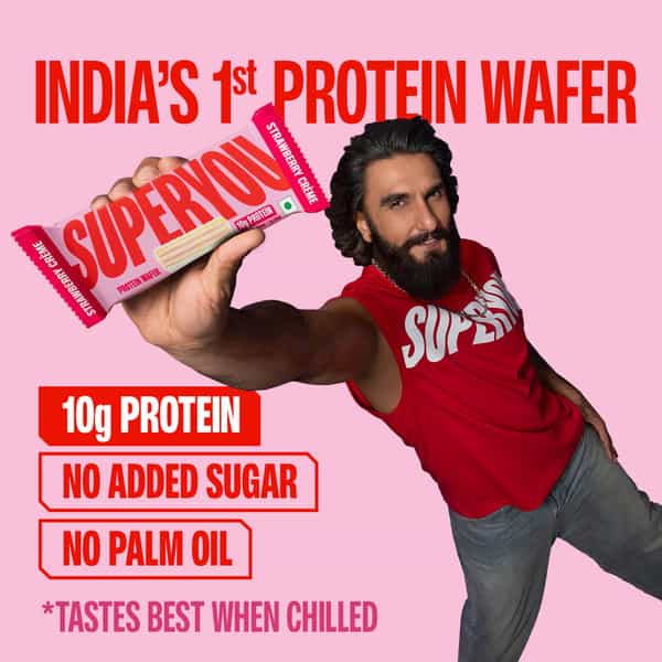 Superyou Strawberry Protein Wafer Bars (Pack Of 10)|10 Gram Protein | 3 Gram Fiber| No Added Sugar