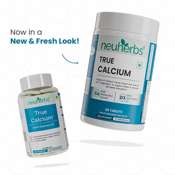 Neuherbs True Calcium Supplement For Men & Women With Vitamin D3 | Magnesium | Bone Health - 60 Tabs